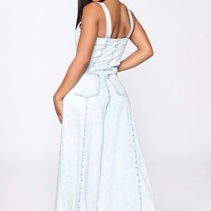 Fashion Nova Wide leg denim overall Jumpsuit